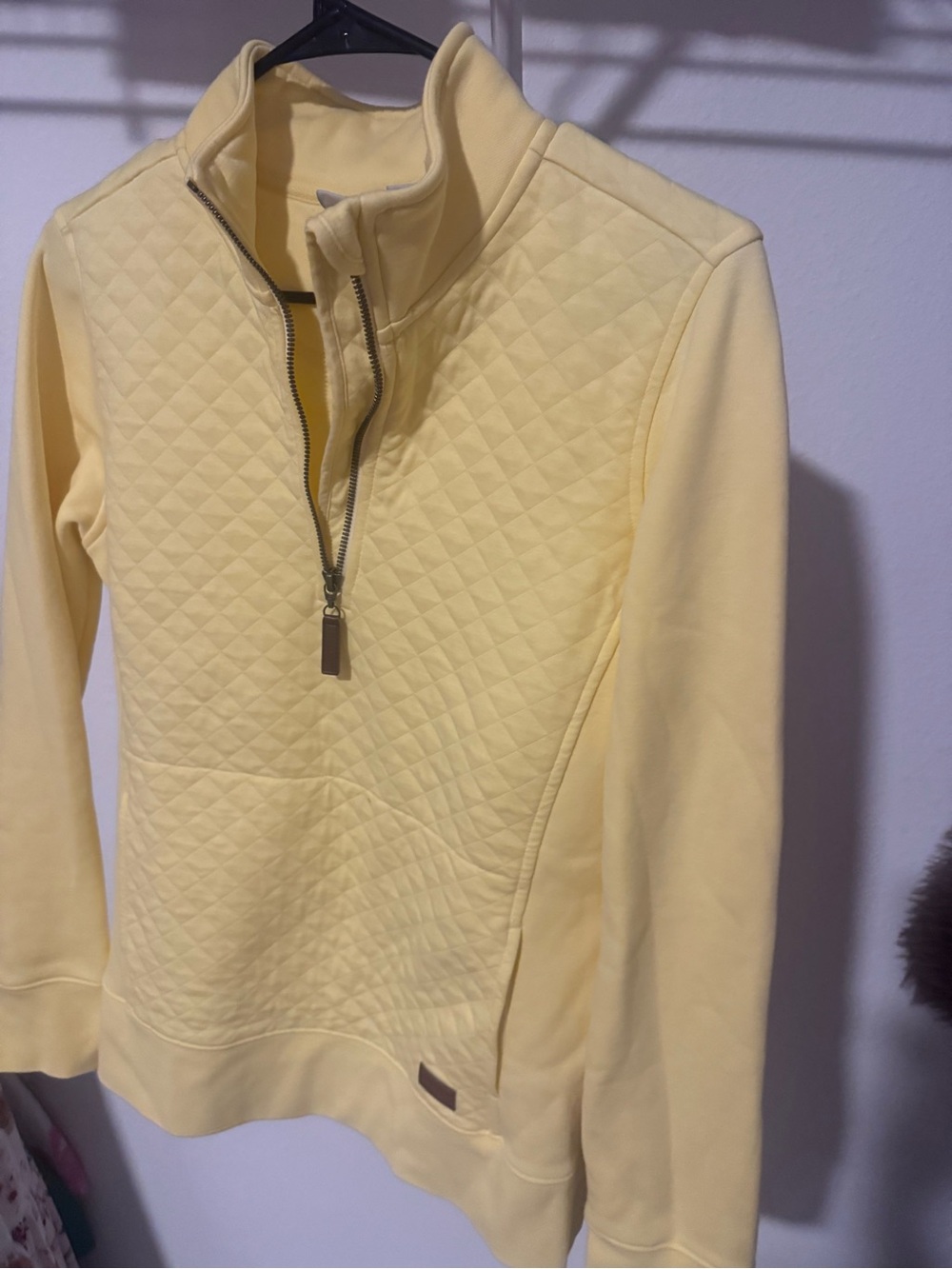 L.L. Bean Women's Quilted Half-Zip Pullover Sweater - Pale Yellow